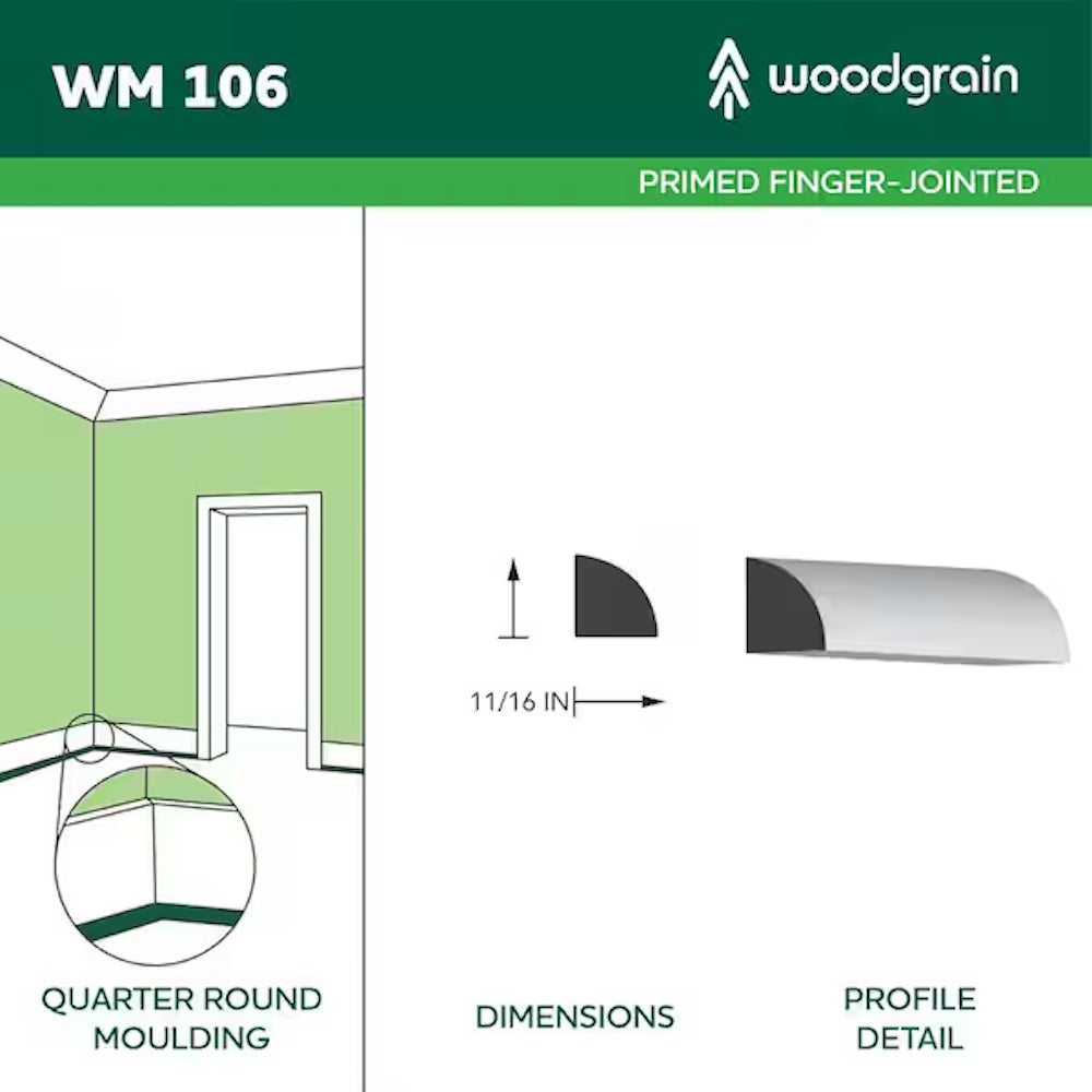Primed Finger-Jointed Quarter Round